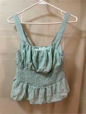 Kirious Los Angeles BOGO Seafoam Boho Smocked Cropped Tank Top Size Medium ⚫️